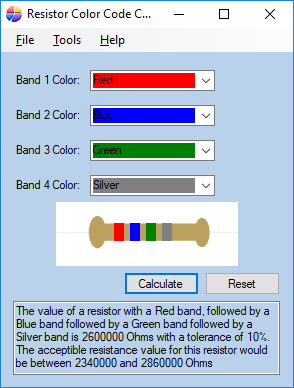 resistor color code calculator